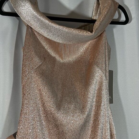 THEIA OFF-SHOULDER GLITTER GOWN IN ROSE GOLD NWT NEW SIZE 6 - Picture 10 of 11